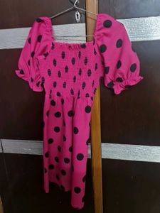 Zudio Pink Polka Dot Dress 11-12 Yrs