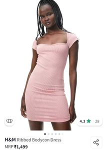 H&M Pink Ribbed Bodycon Dress