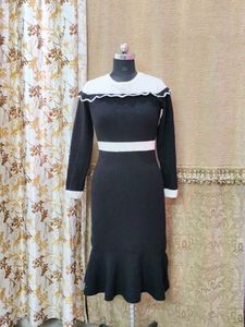 Chic Black & White Knit Dress