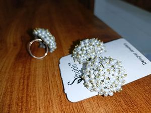 Pearlized earrings &amp; Finger Ring