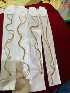 Gold Stainless Steel Box Chain Necklace New With T