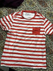 Orange & White Striped Unisex T-Shirt