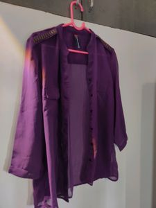 Transparent Classy Shirt Purple Colour For Girls