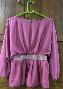 Mauve Cinched Waist Top