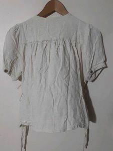 Tie-Waist Linen Blouse