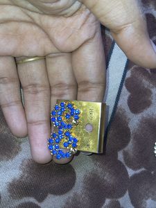 Earrings Blue And Golden Pack Of 3