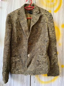 Olive Green Embroidered Vintage Blazer