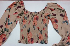 Printed Full Sleeves Crop Top