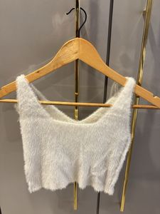 Fluffy White Crop Top