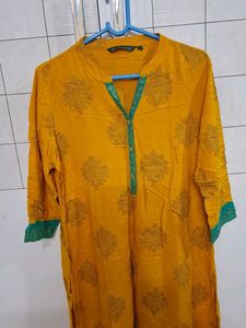Yellow Printed Kurta