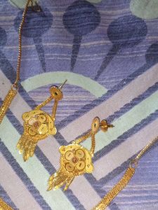 Elegant Gold-toned Necklace and Earring Set