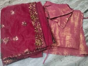 Embroidered Maroon Net saree 💝💖