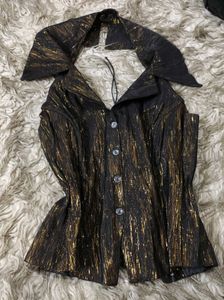 Black and Golden Halter Neck Corset Top