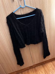 Black Fuzzy Knit Sweater