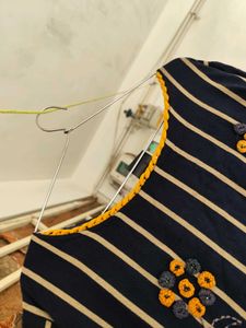 Navy blue Kurti With Yellow Lines