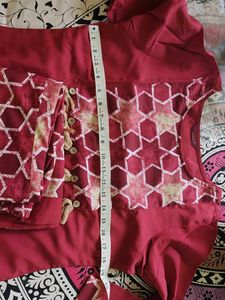 Maroon Printed Kurta Set