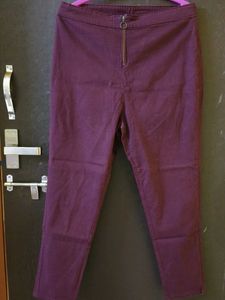 Burgundy Zip Detail Pants