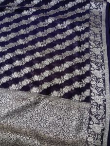 Purple And Silver Toned Festive Saree