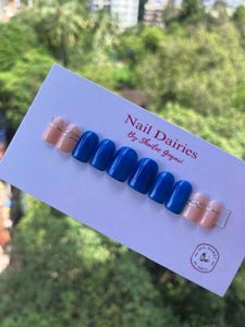 Blue & Nude Press-On Nails