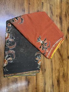 Ombre Saree With Sequins Embroidery &amp; Blouse