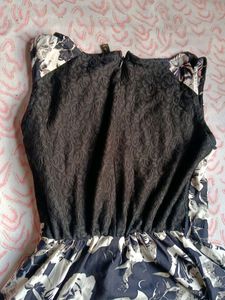 Beautiful B/W Floral Dress, Size - Medium