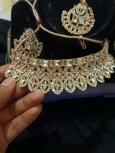 Kundan Stone Necklace Set With Free Ring