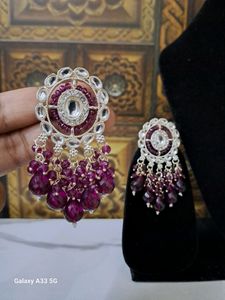 Beautiful Small Mirror And Stone Work Earings.