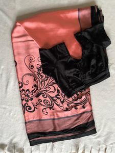 Elegant Peach Saree with Black Blouse