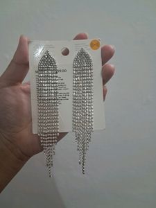 H&M Rhinestone Crystal Tassel Earring