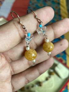 Citrine Topaz necklace + Earrings Set✨