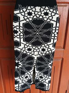 Black Embellished Top &amp; Geometric Skirt Set