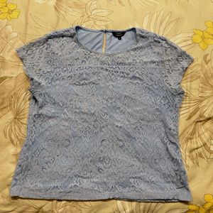 WESTSIDE Lace Tops - Blue &amp; Mustard