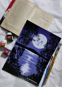 Beautiful Night Scenrey Arcylic Painting.