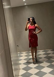 Bodycon Square Neck Side Split Thigh Midi Dress