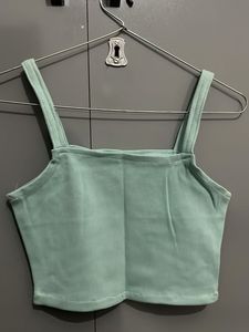 Mint Green Ribbed Crop Top