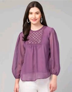 Purple Sheer Sleeve Top