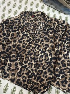 Leopard Print Button-Down Shirt