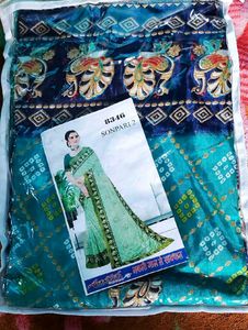 Elegant Teal & Navy Indian Saree