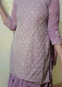 Lavender Embroidered Kurta Set