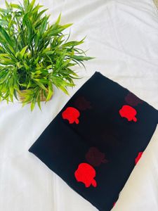 Black & Red Floral Saree