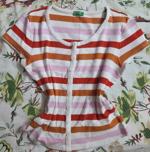 United Colors of Benetton Striped Button-Up Top