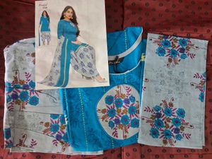 Blue Printed Salwar Suit - XL size