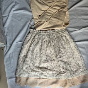 Lacey White &amp; Beige Mini Skirt