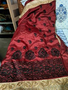 Maroon Embroidered Saree