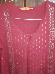 Elegant Maroon Rangriti Kurta