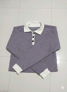 Cute Purple Polo Crop Top