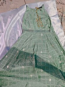 Mint Green Checked Fabric