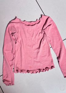 Full Sleeves Round Neck Ribbed Top for Girls