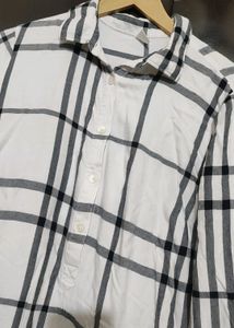 Black &amp; White Linning Print Long Shirt For 36 Bust