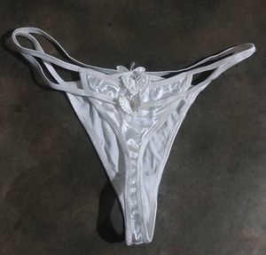 White Satin Thong